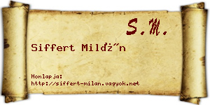 Siffert Milán névjegykártya