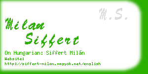 milan siffert business card